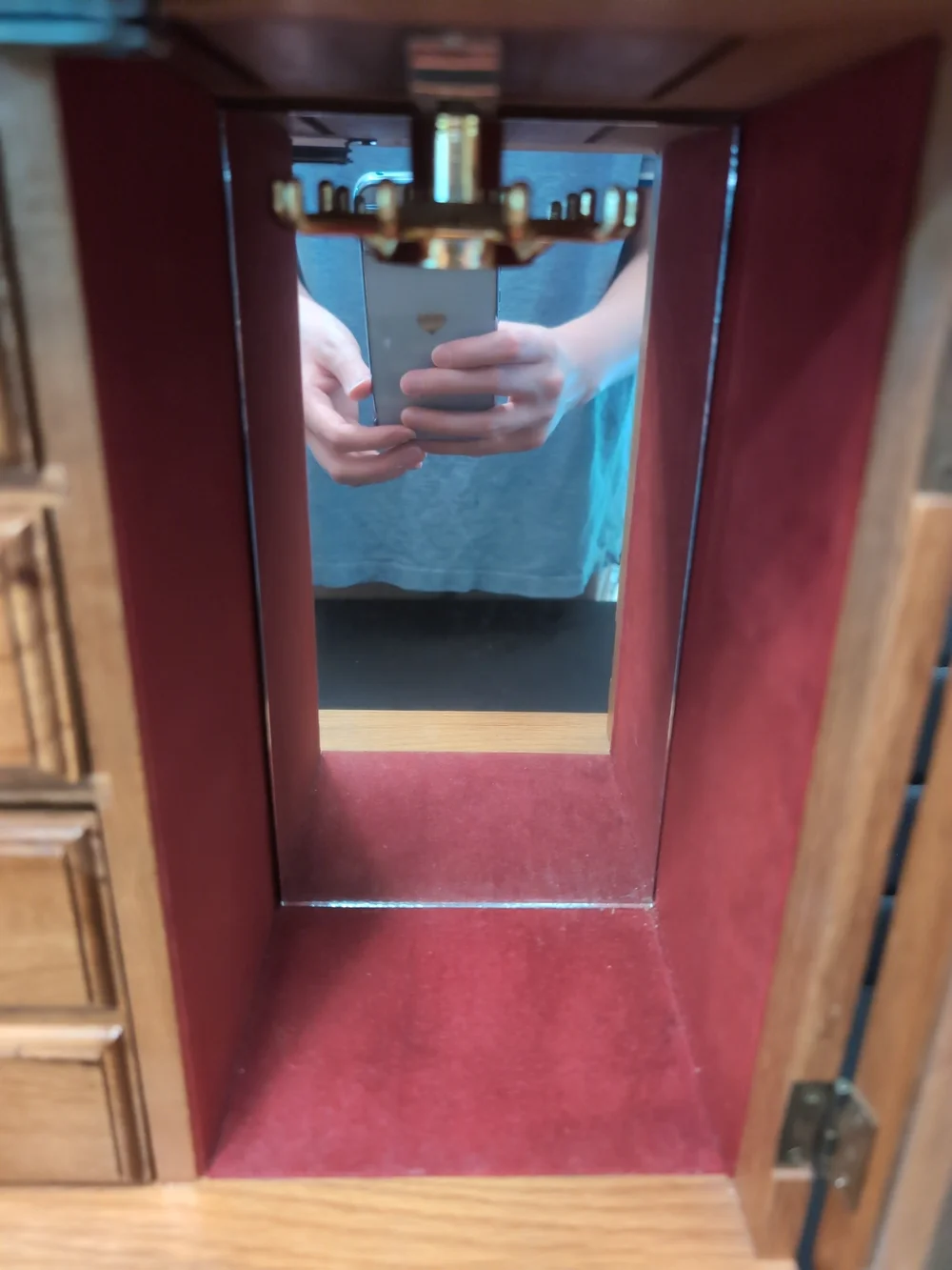 Wood Finish Jewelry Armoire with Glass Doors - Brown